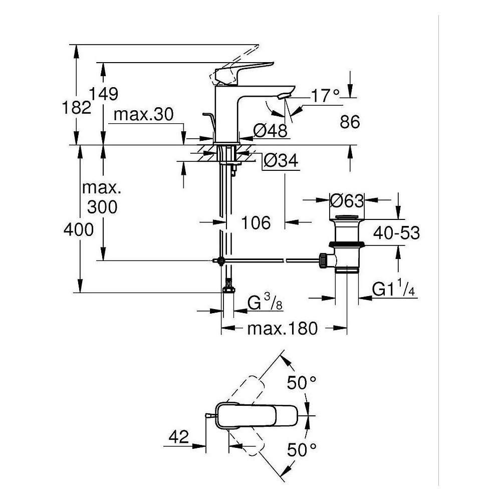 Grohe Cubeo Krom S Lavabo Bataryası 2