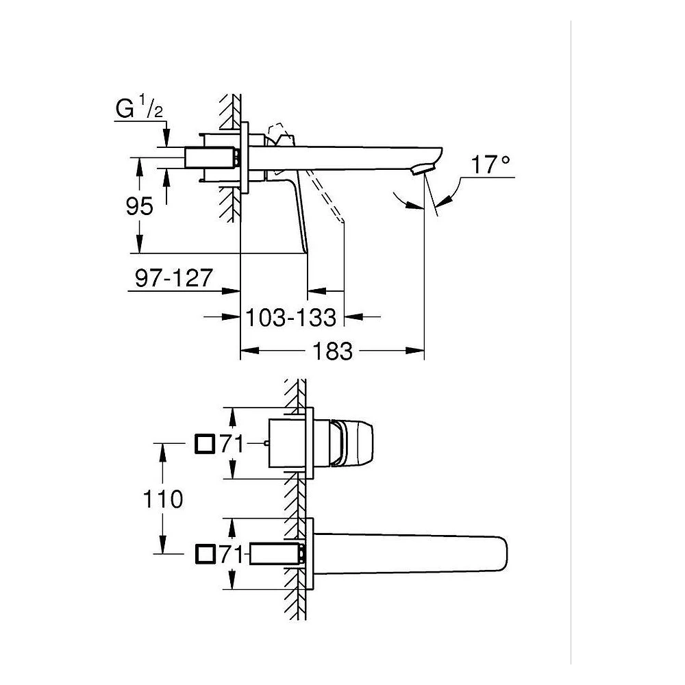 Grohe Cubeo Krom Ankastre M Lavabo Bataryası 2