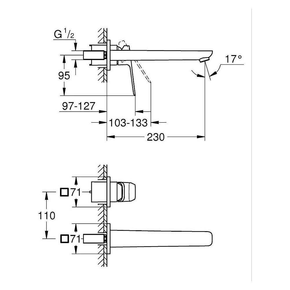 Grohe Cubeo Krom Ankastre L Lavabo Bataryası 2