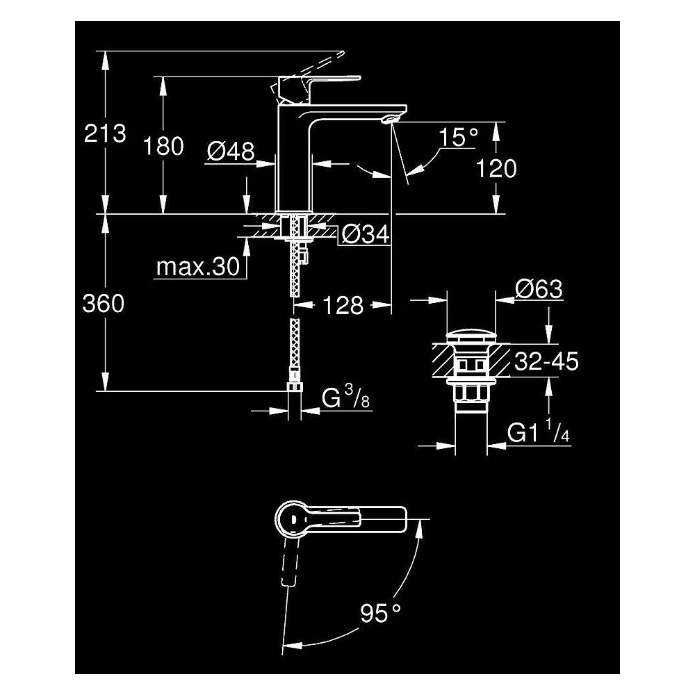 Grohe Lineare New Krom S Lavabo Bataryası 2
