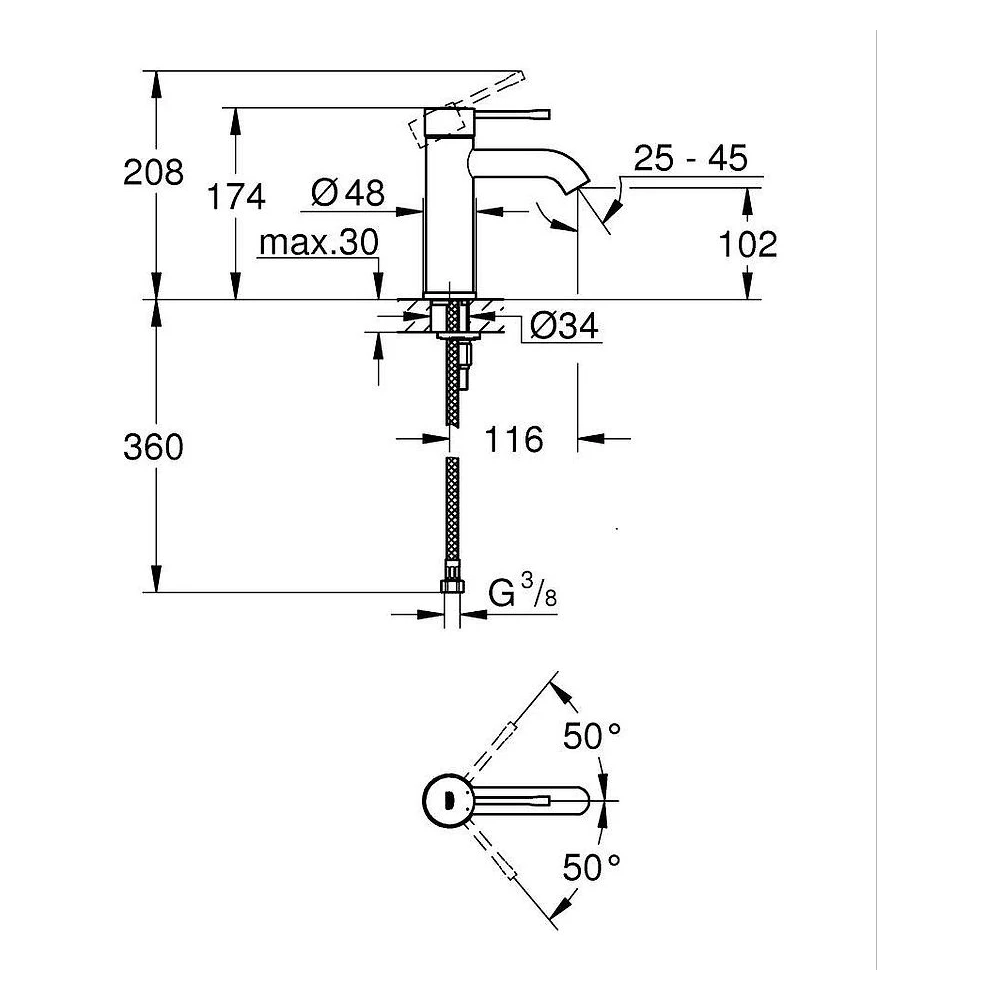 Grohe Essence New Antrasit Fırçalanmış S Lavabo Bataryası 2