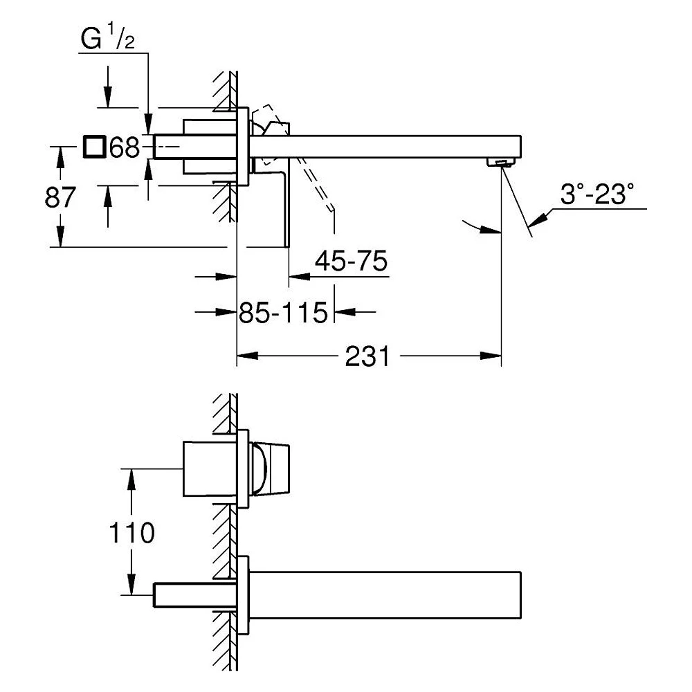 Grohe Eurocube Antrasit Fırçalanmış M Lavabo Bataryası 2