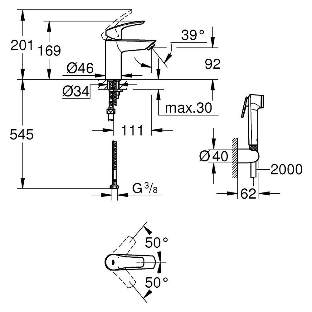 Grohe Eurosmart 2021 Krom S Lavabo Bataryası 2