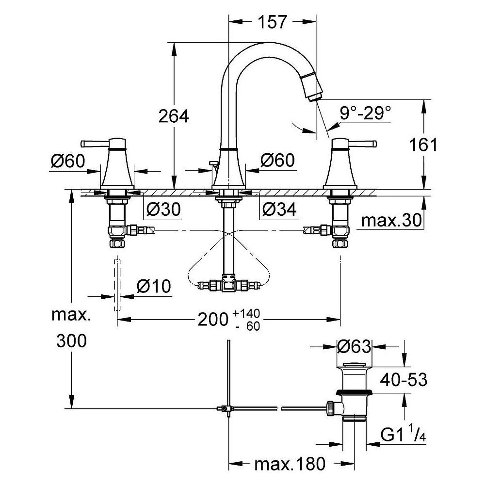 Grohe Grandera Bronz 3 Delikli L Lavabo Bataryası 2