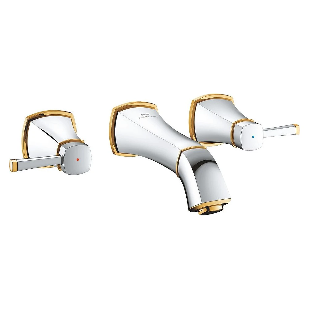 Grohe Grandera Krom Altın Duvardan 3 Delikli M Lavabo Bataryası