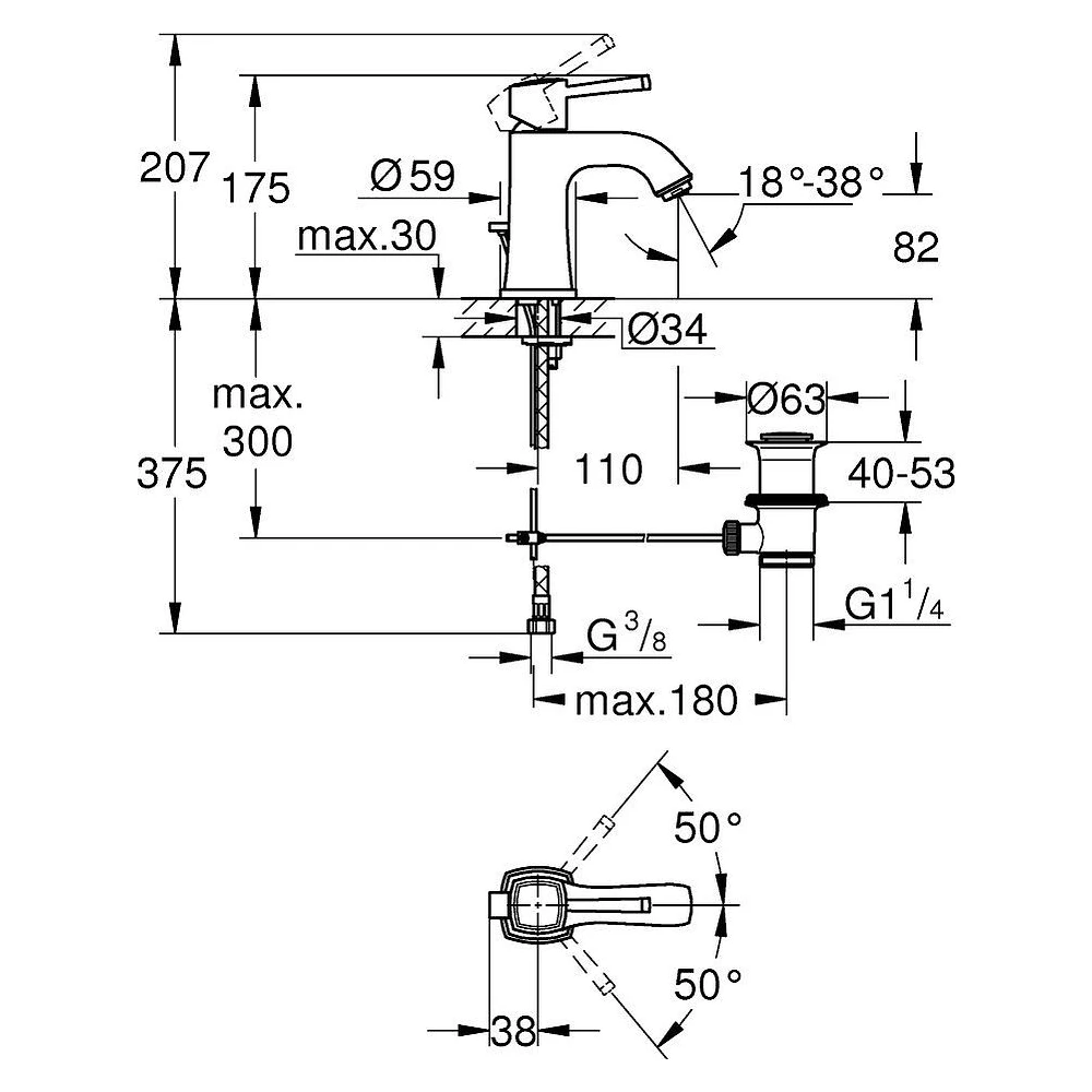 Grohe Grandera Krom Altın M Lavabo Bataryası 2