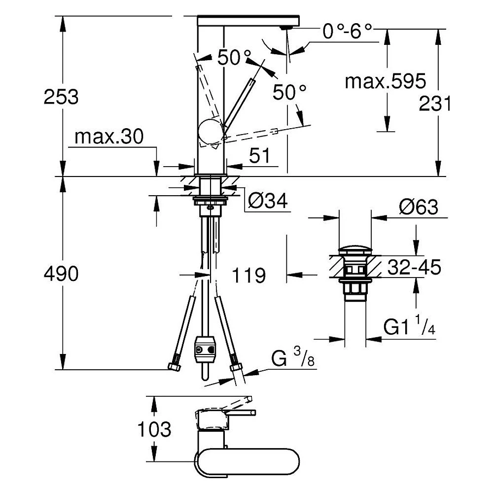Grohe Plus 2019 Krom L Lavabo Bataryası 2