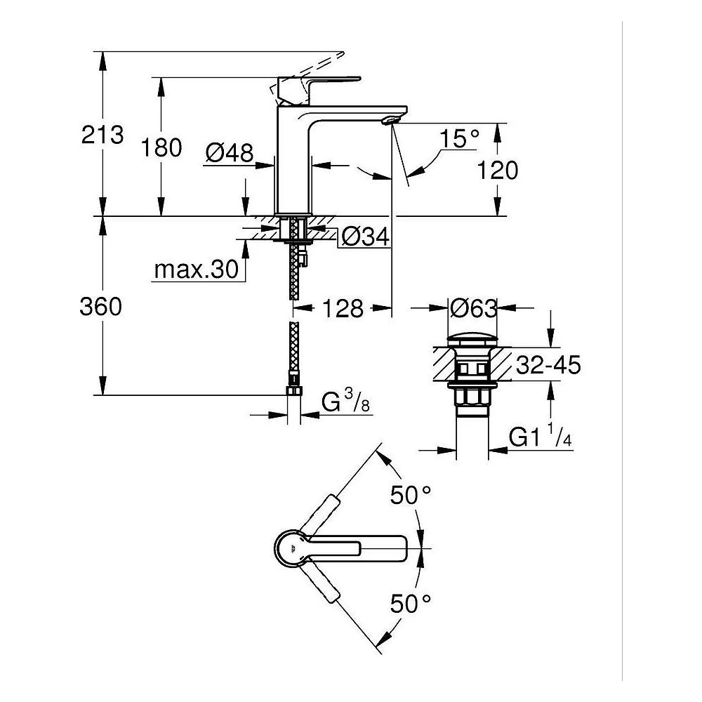 Grohe Lineare New Siyah S Lavabo Bataryası 2