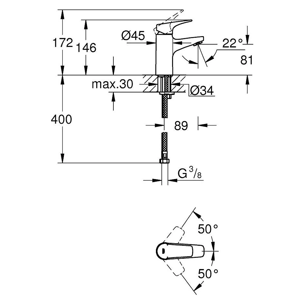 Grohe BauFlow Krom S Lavabo Bataryası 2
