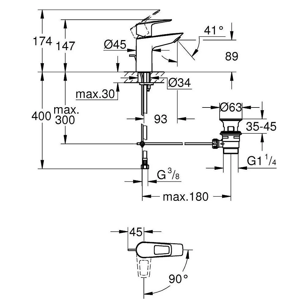 Grohe BauLoop 2020 Krom S Lavabo Bataryası 2