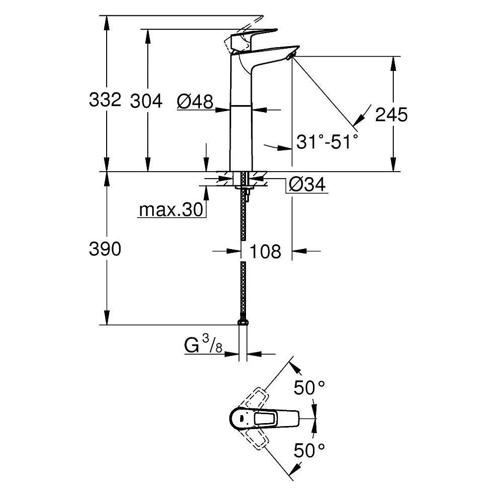 Grohe BauLoop 2020 Krom Çanak XL Lavabo Bataryası 2
