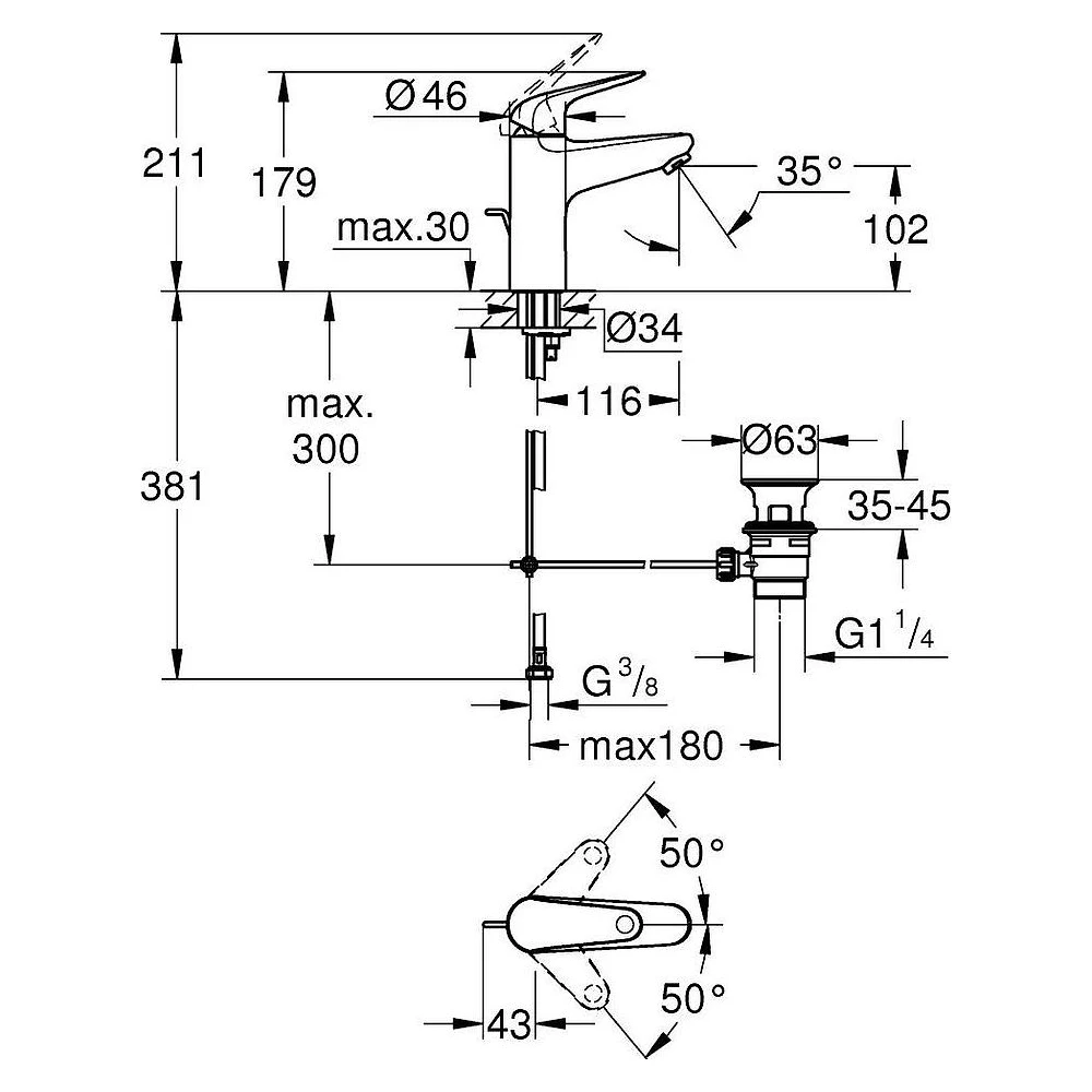 Grohe EuroPro Krom M Lavabo Bataryası 2