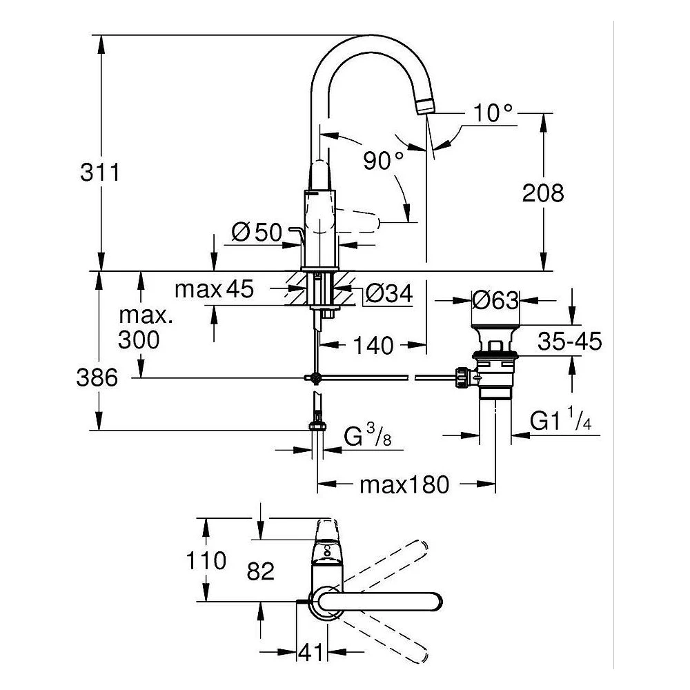 Grohe EuroPro Krom L Lavabo Bataryası 2
