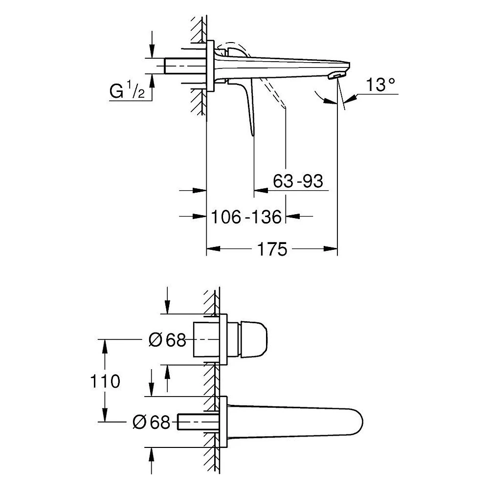 Grohe EuroPro Krom İki Delikli Lavabo Bataryası 2