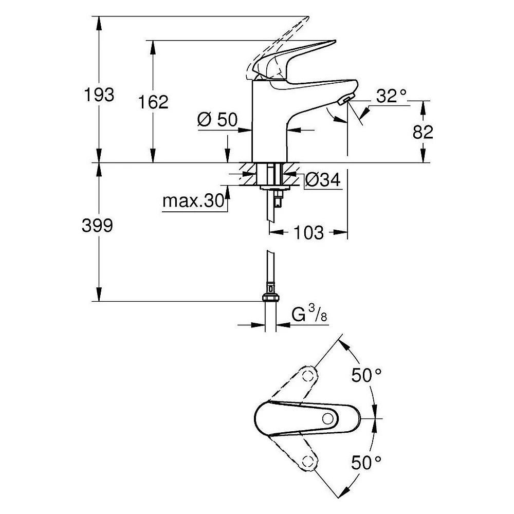 Grohe EuroPro Krom S Lavabo Bataryası 2