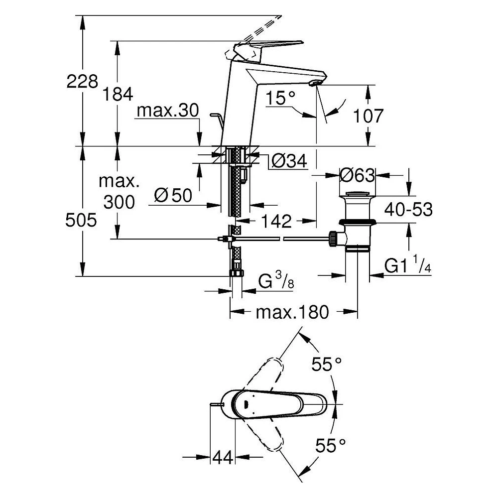 Grohe Eurodisc Cosmopolitan Krom M Lavabo Bataryası 2