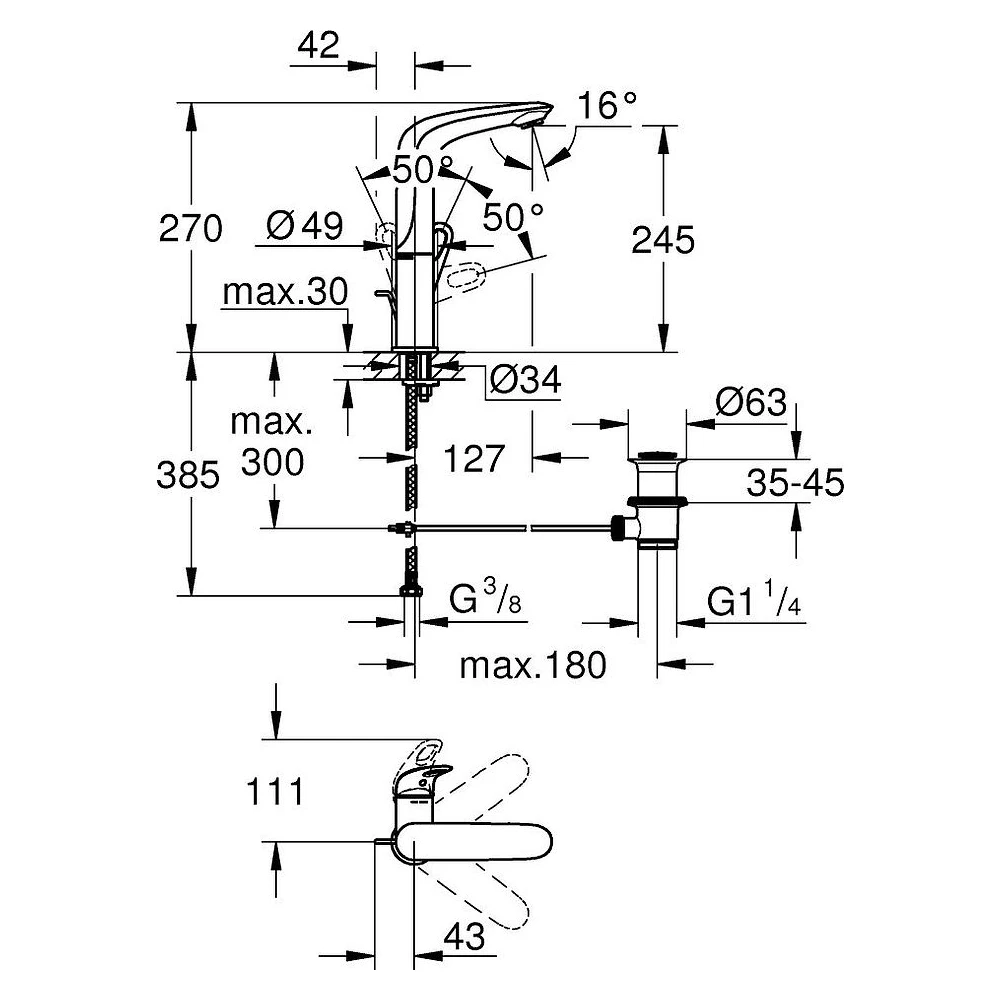 Grohe Eurostyle 2015 Krom L Lavabo Bataryası 2