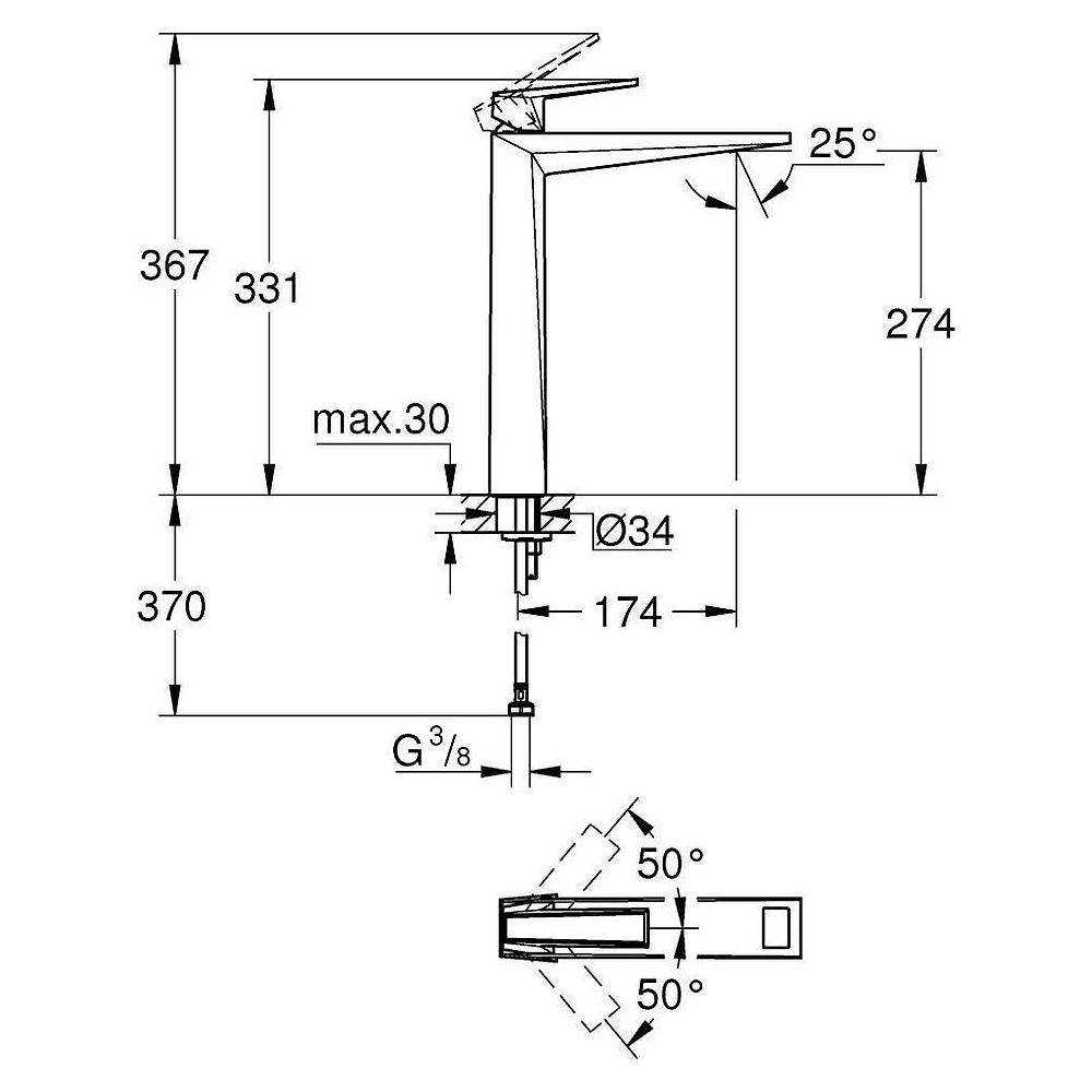 Grohe Allure Brilliant Krom Attica XL Lavabo Bataryası 2