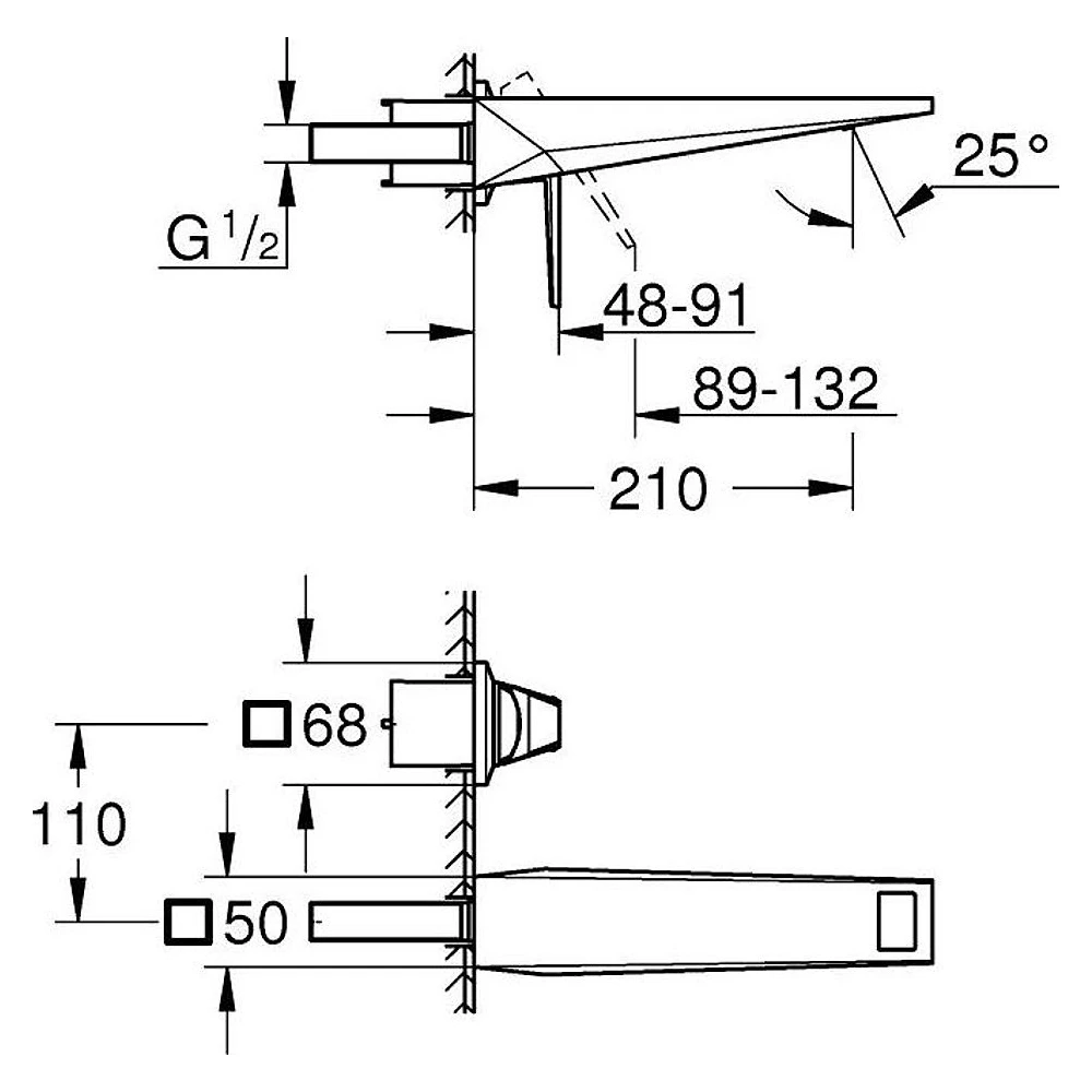 Grohe Allure Brilliant Krom Ankastre M Lavabo Bataryası 2