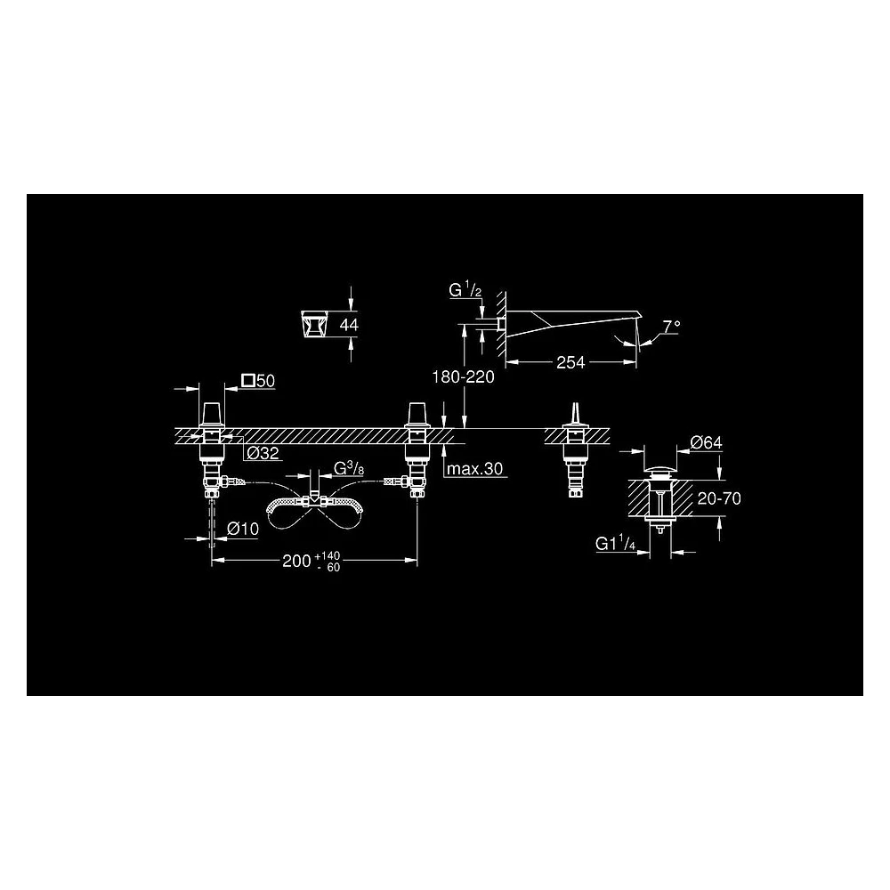 Grohe Allure Brilliant Paslanmaz Çelik Ankastre Lavabo Bataryası 2