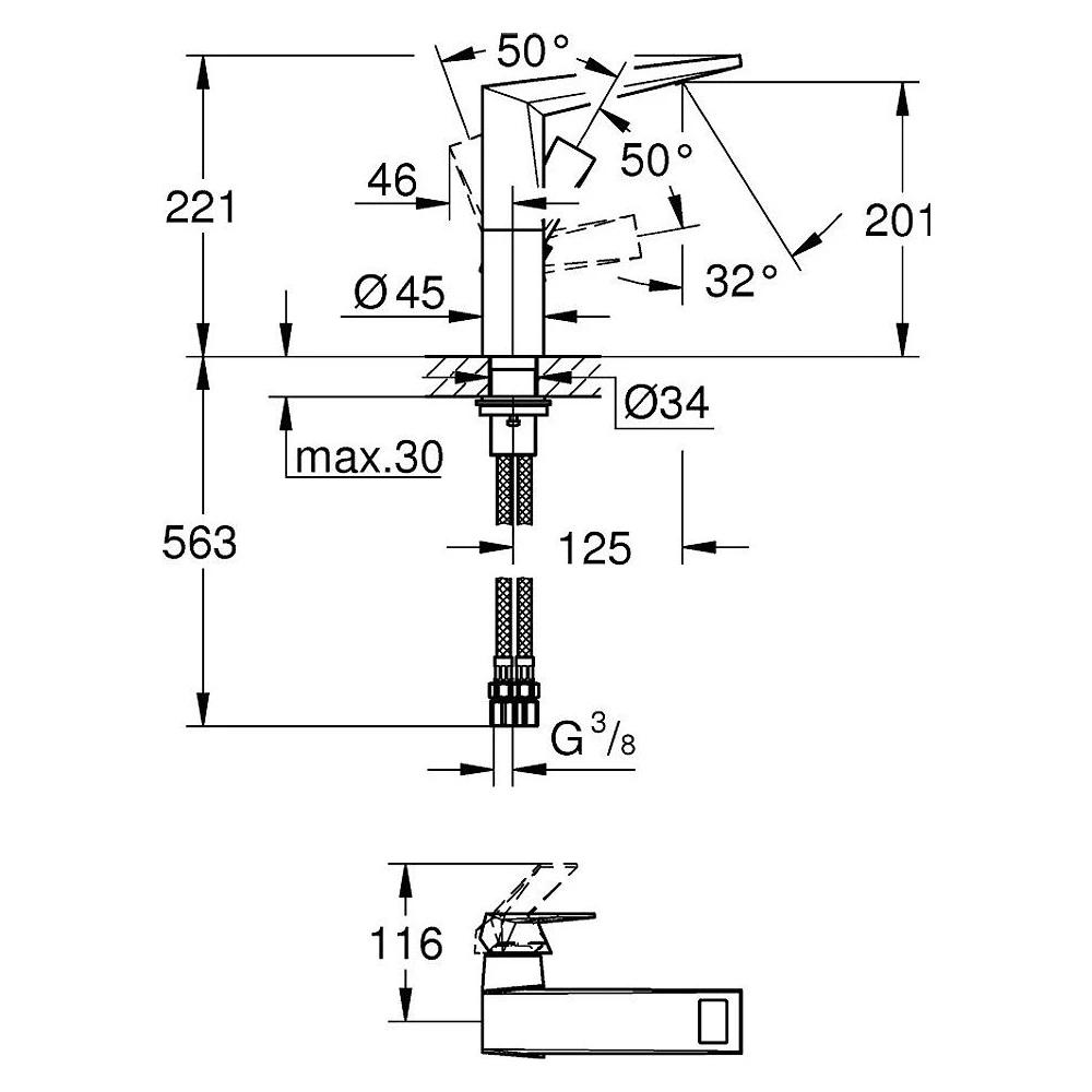 Grohe Allure Brilliant Süzgeçsiz L Lavabo Bataryası 2
