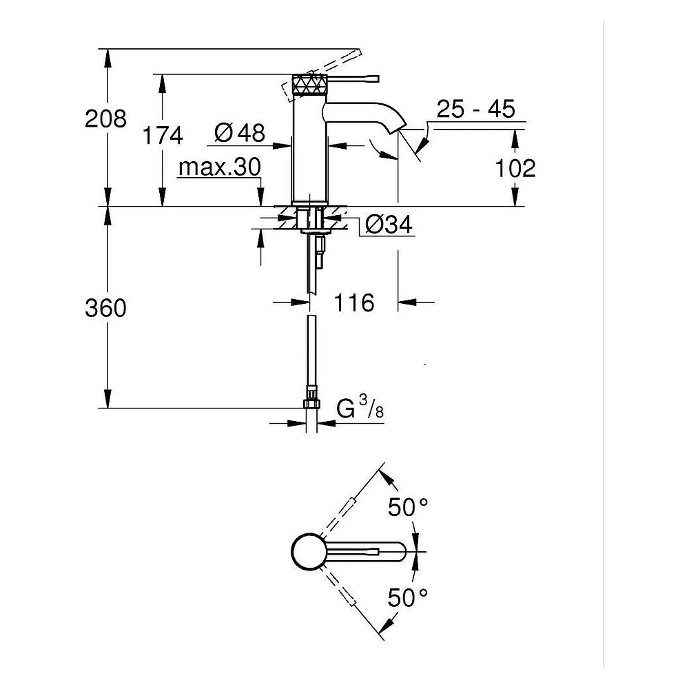 Grohe Essence New Altın Fırçalanmış Süzgeçsiz S Lavabo Bataryası 2