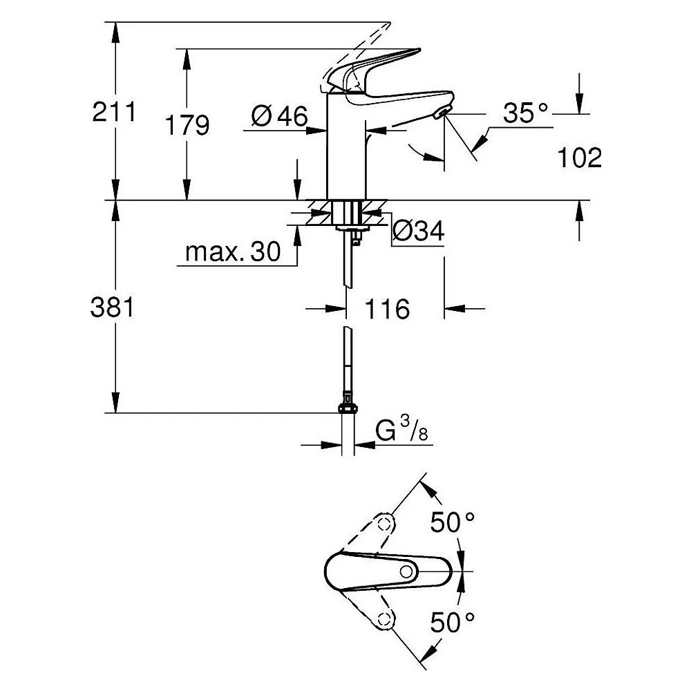 Grohe EuroPro Krom Süzgeçsiz M Lavabo Bataryası 2