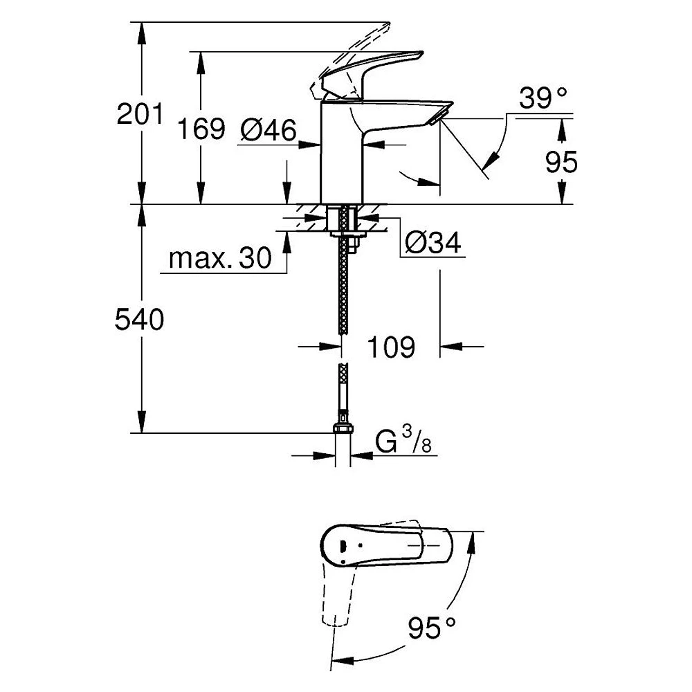 Grohe Eurosmart 2021 Krom Süzgeçsiz S Lavabo Bataryası 2