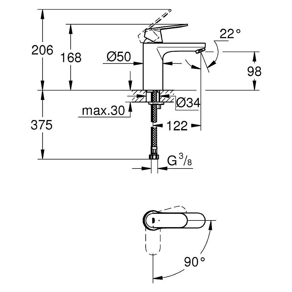 Grohe Eurocosmo Krom Süzgeçsiz M Lavabo Bataryası 2