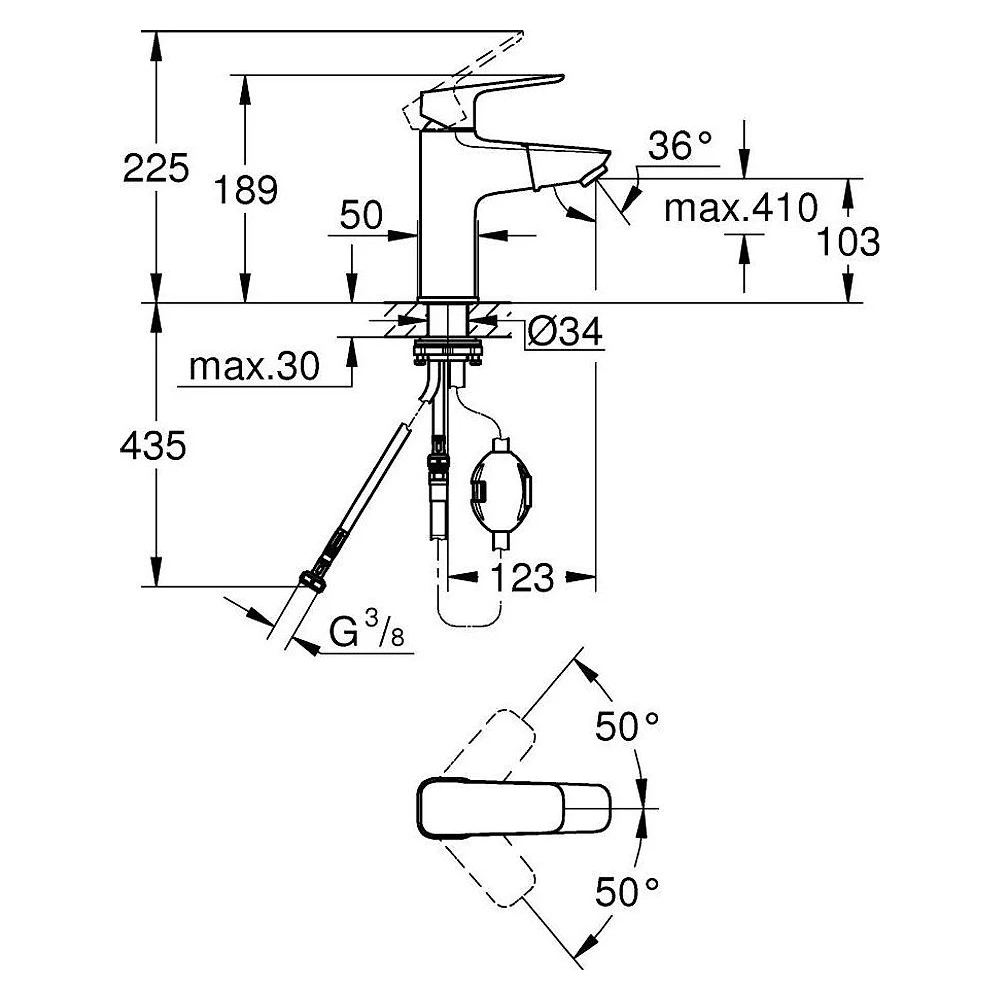 Grohe Cubeo Krom Süzgeçsiz M Lavabo Bataryası 2