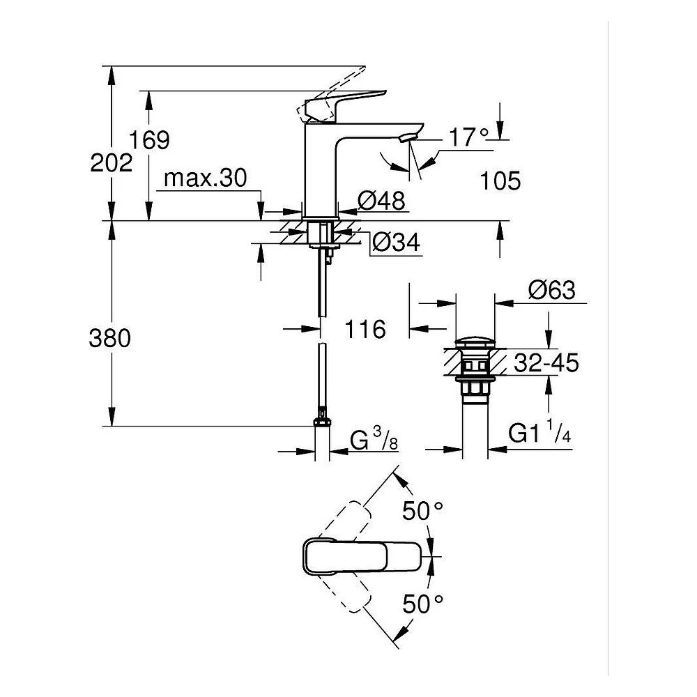 Grohe Cubeo Krom Bas-Aç Süzgeç M Lavabo Bataryası 2