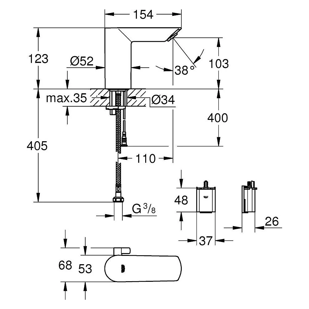 Grohe Bau Cosmopolitan E Krom Çift Su Girişli Lavabo Bataryası 2