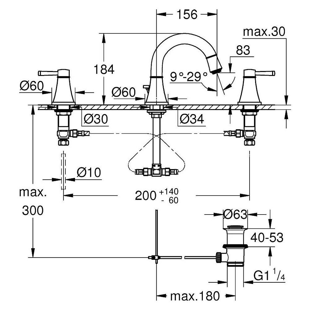 Grohe Grandera Krom 3 Delikli M Lavabo Bataryası 2