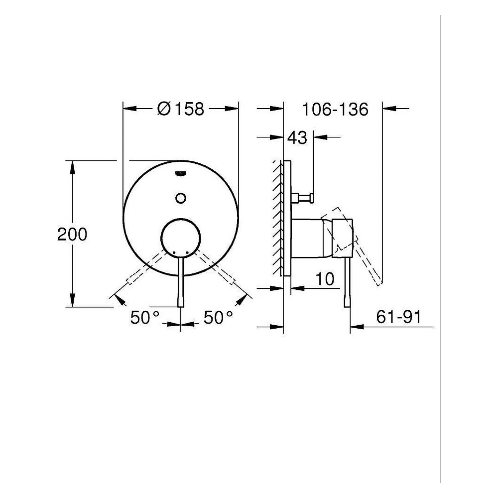 Grohe Essence New Krom Duvardan Banyo Bataryası 2