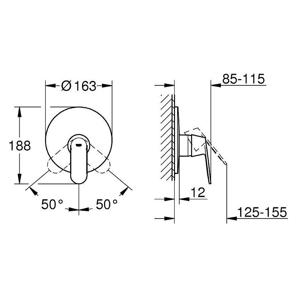Grohe Eurocosmo Krom Duvardan Banyo Bataryası 2