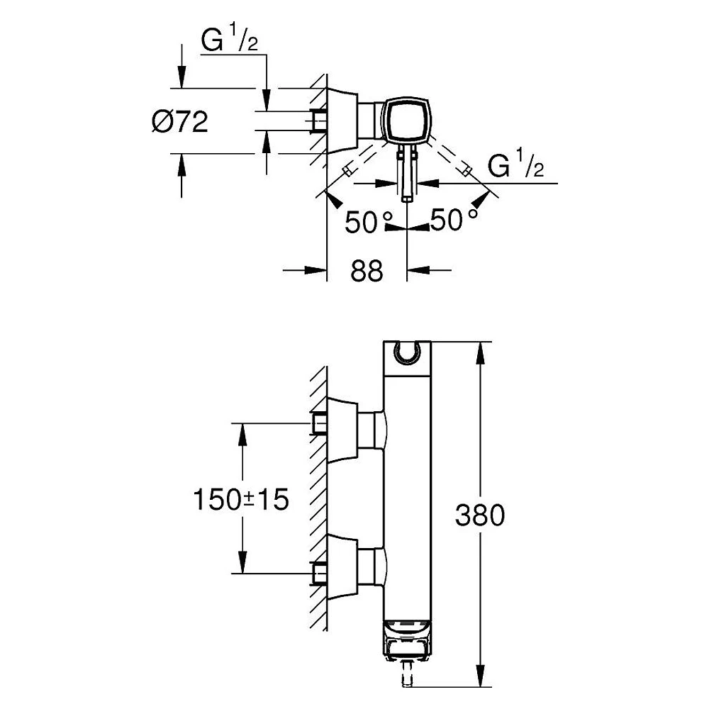 Grohe Grandera Krom Duvardan Banyo Bataryası 2