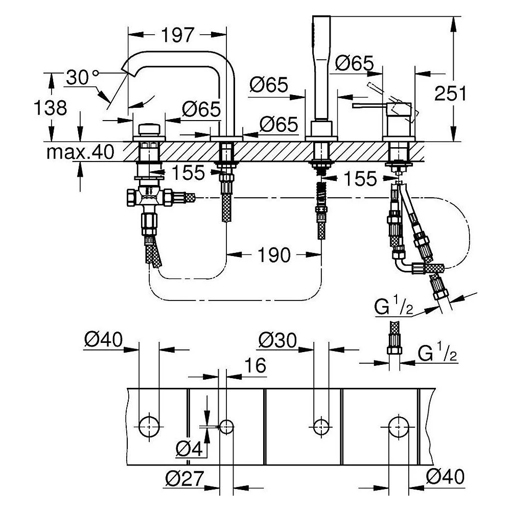 Grohe Essence New Paslanmaz Çelik Fırçalanmış Banyo Bataryası 2