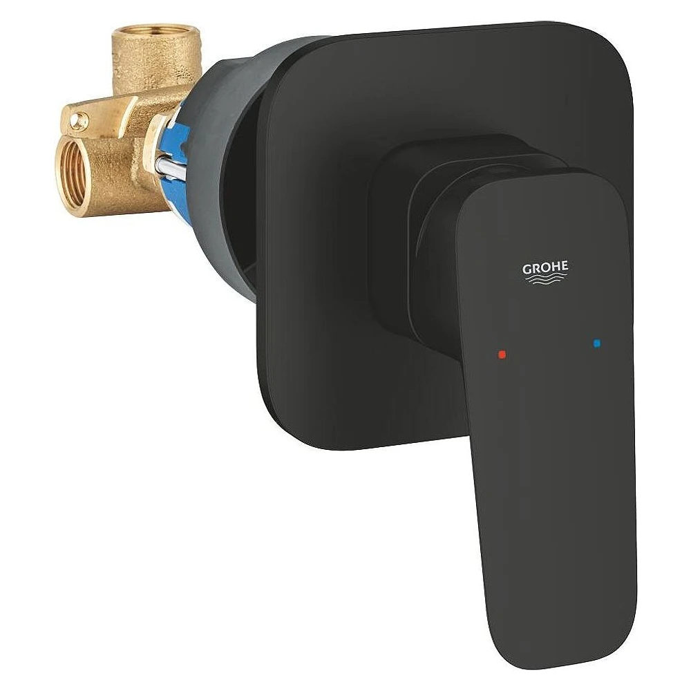 Grohe Cubeo Siyah Sabit Süzgeç Duvardan Banyo Bataryası