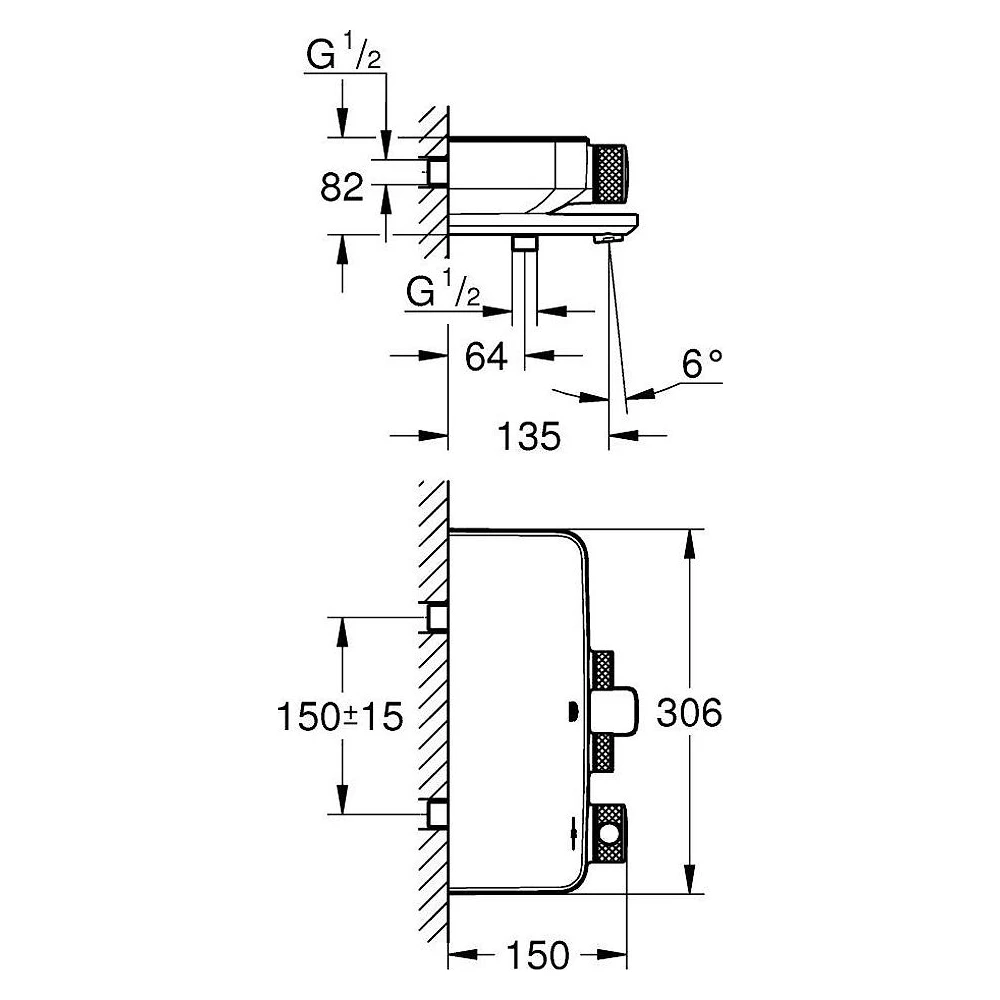 Grohe Grohtherm SmartControl Siyah Duvardan Banyo Bataryası 2