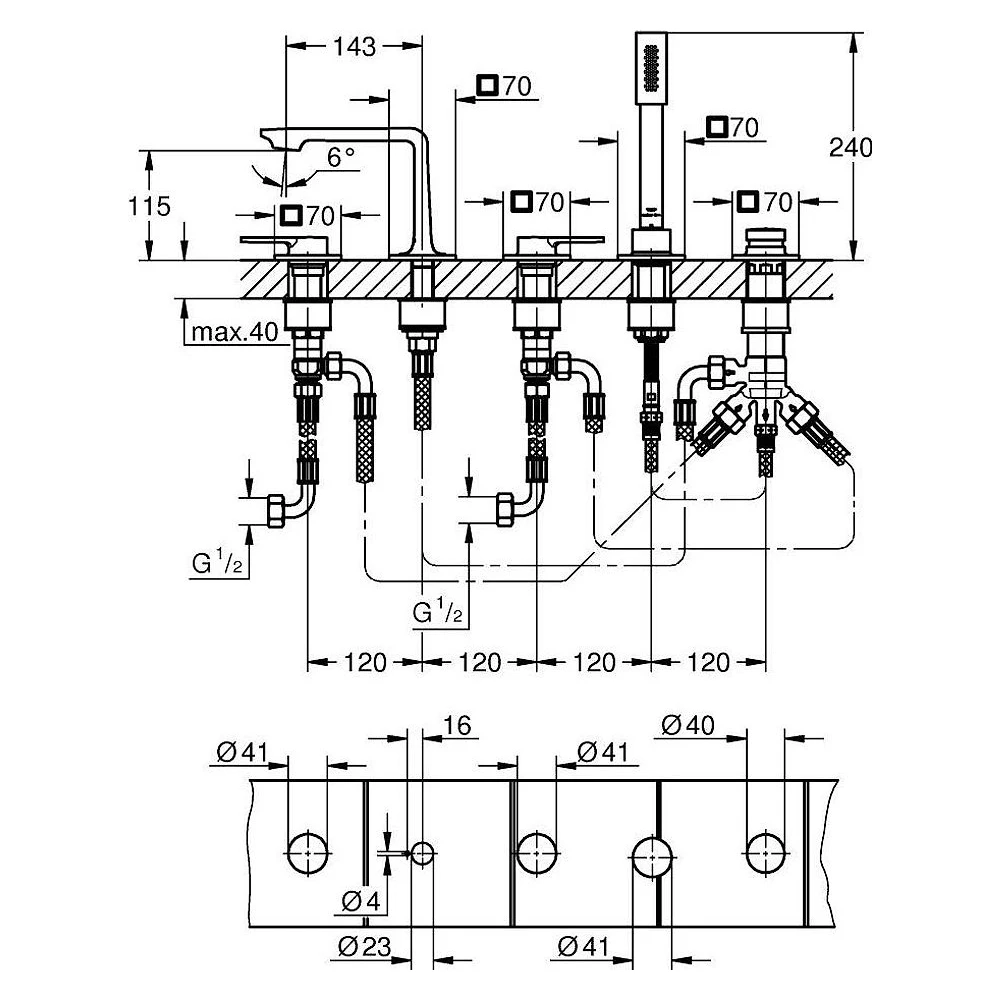 Grohe Allure New Bronz Ankastre Banyo Bataryası 2