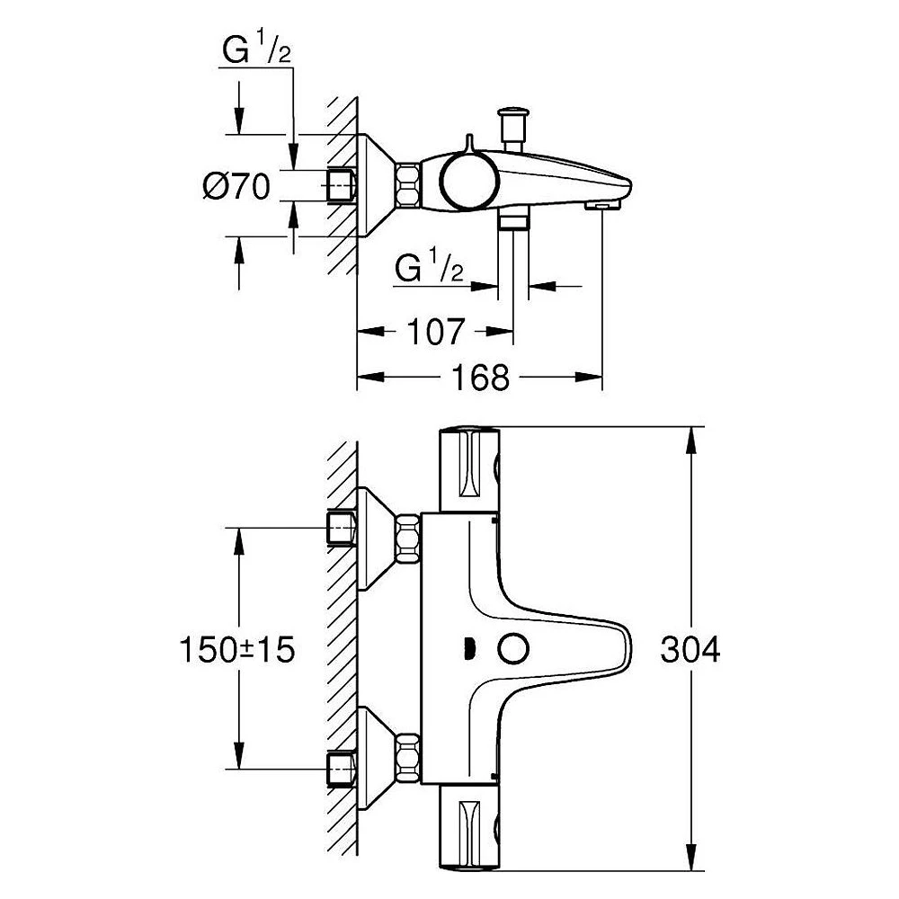 Grohe Grohtherm 800 Krom Duvardan Termostatik Batarya 2