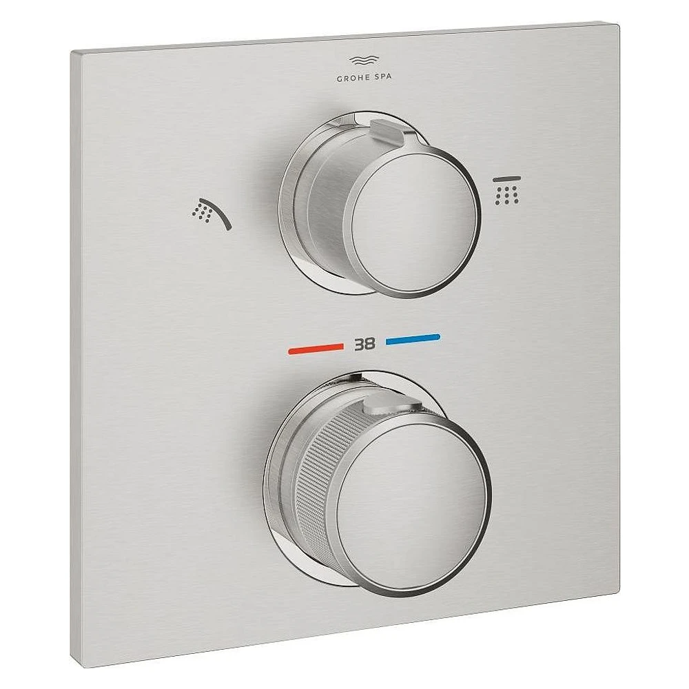 Grohe Allure New Paslanmaz Çelik Fırçalanmış Duvardan Termostatik Batarya