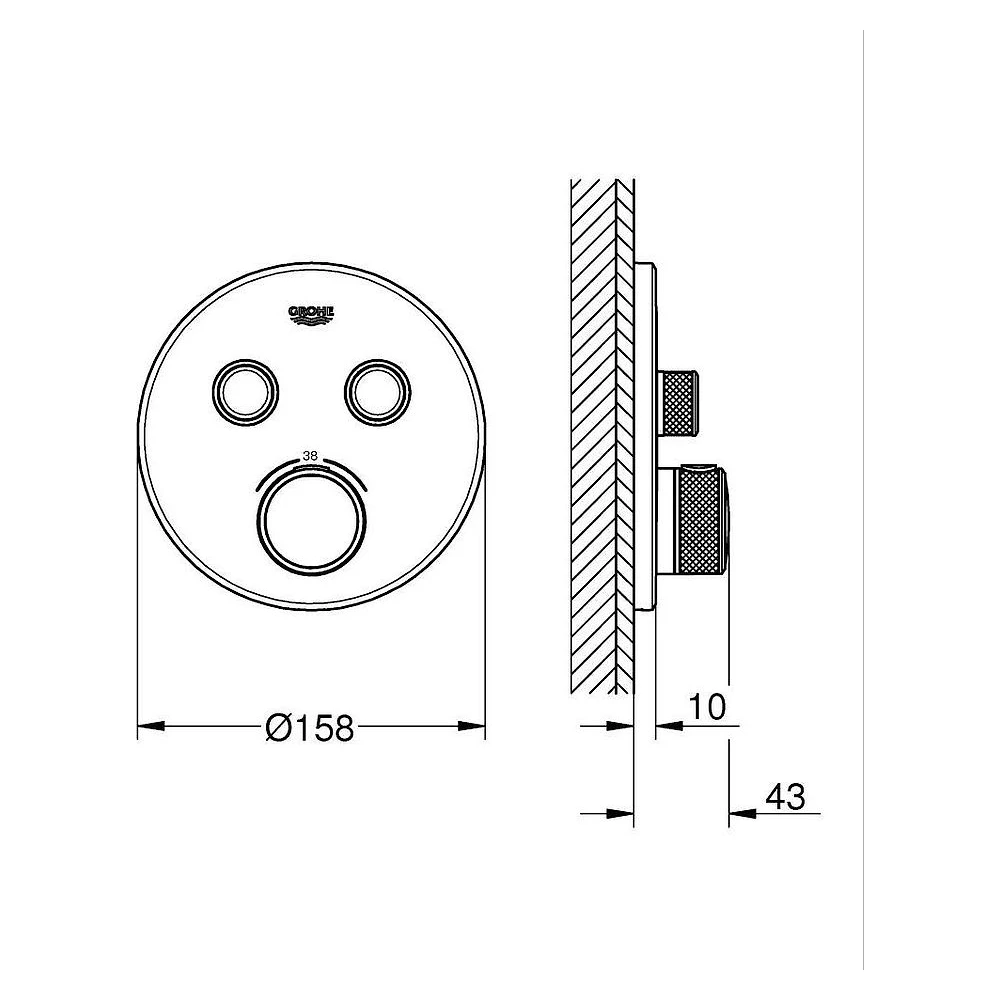 Grohe Grohtherm SmartControl Siyah Ankastre Termostatik Batarya 2