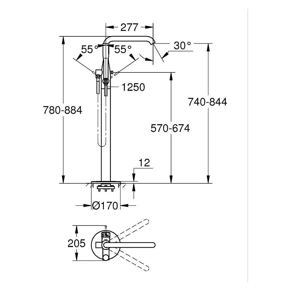 Grohe Essence New Krom Yerden Küvet Bataryası 2