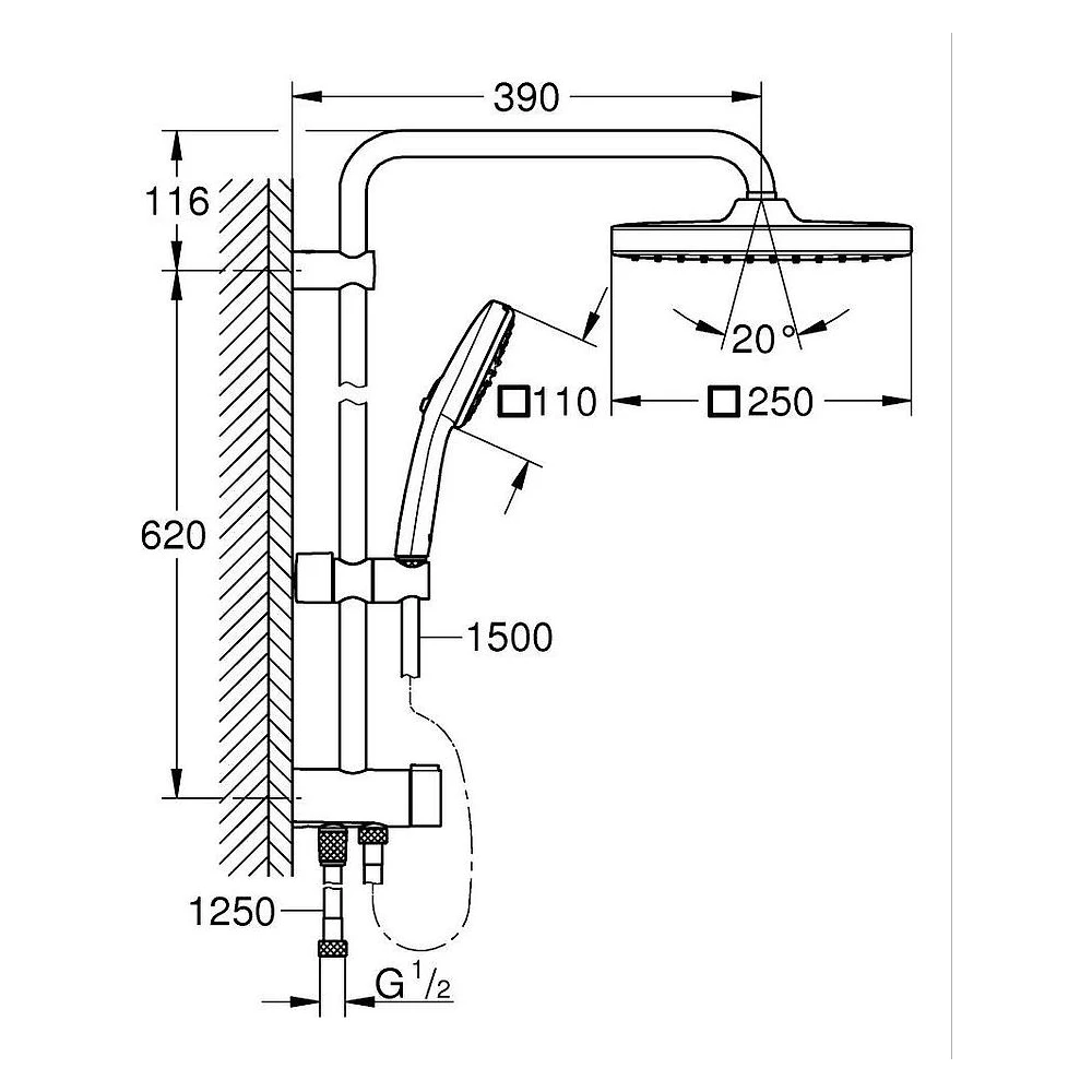 Grohe Tempesta System 250 Cube Krom Divertör Duş Sistemi 2