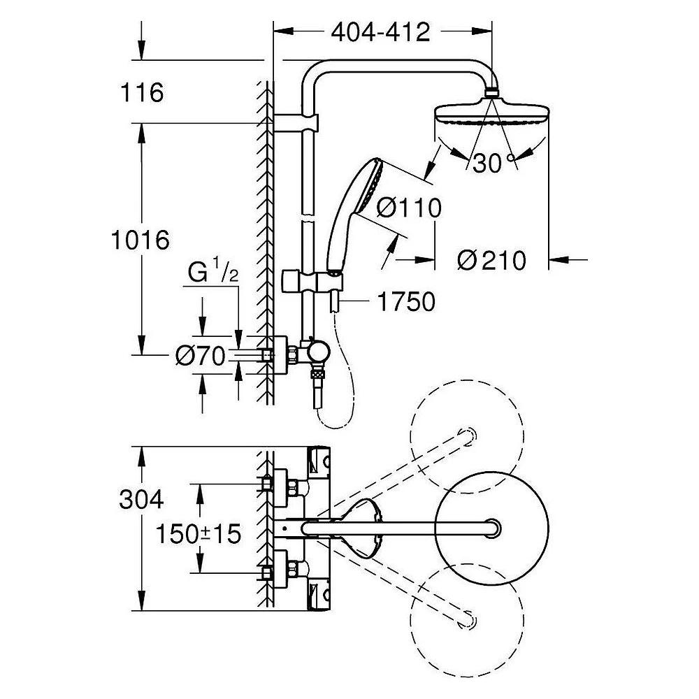 Grohe Tempesta System 210 Krom Duş Sistemi 2