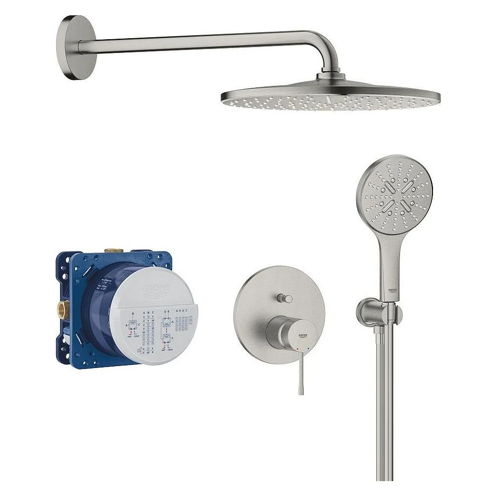 Grohe Essence New Paslanmaz Çelik Fırçalanmış Duvardan Duş Sistemi