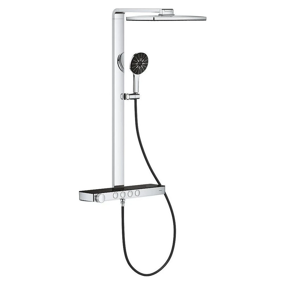 Grohe Rainshower Aqua Pure Krom Siyah Duvardan Duş Sistemi