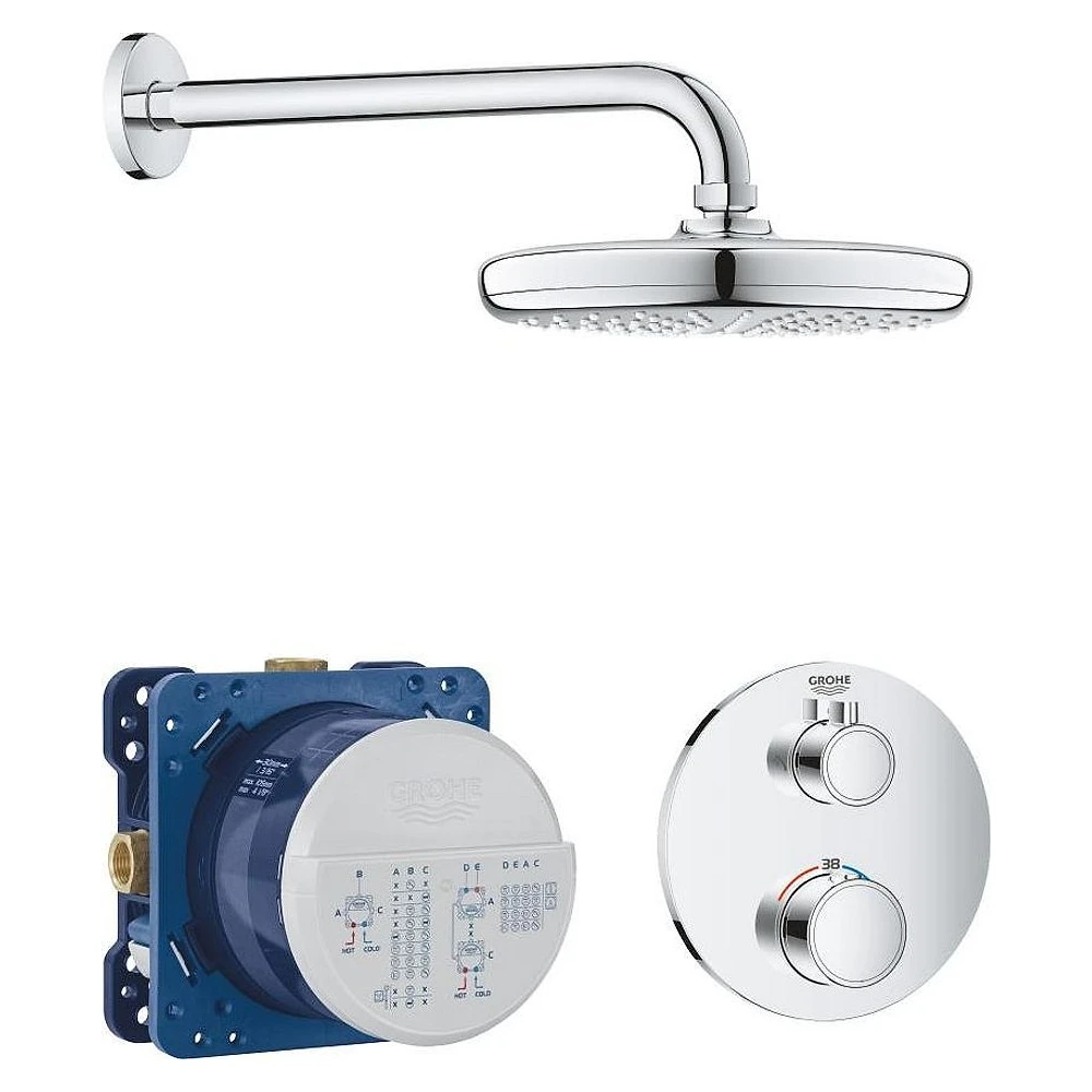 Grohe Grohtherm Convent. Concealed Krom Tempesta 210 Duvardan Duş Sistemi