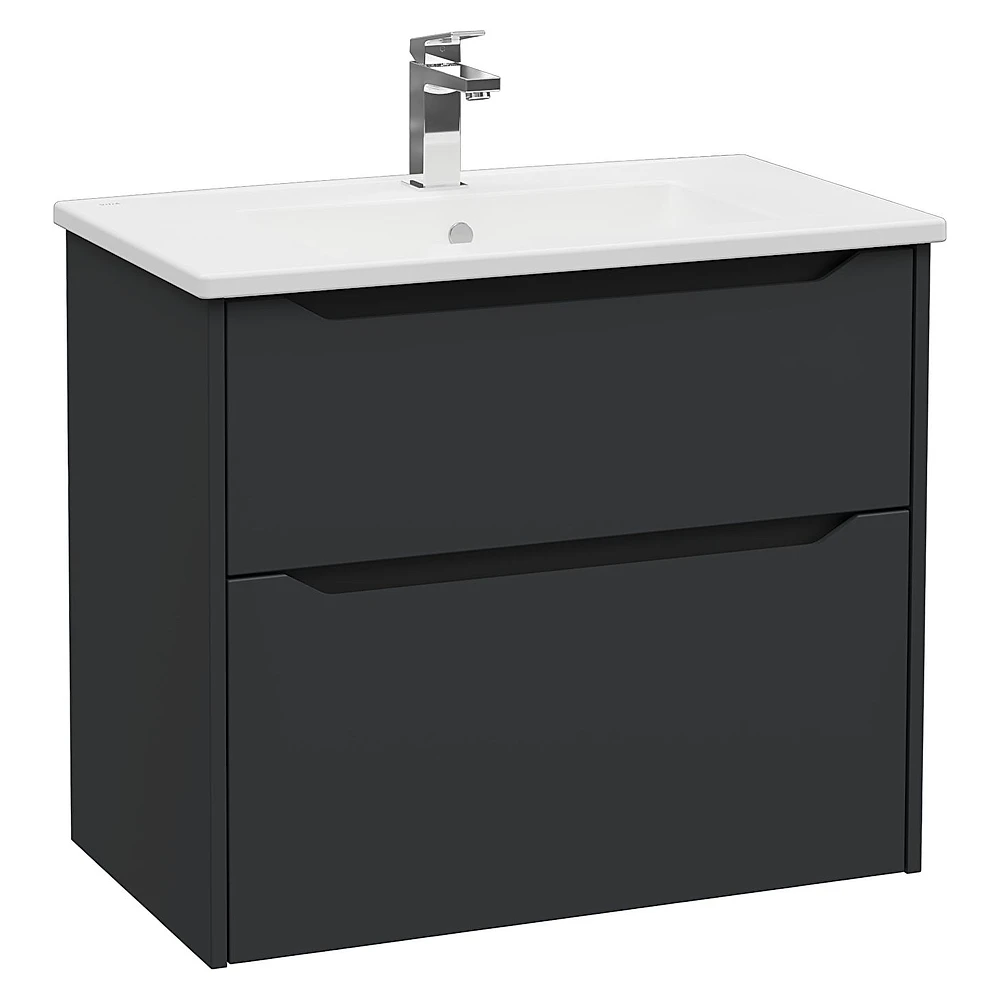 Vitra Integra Square 80 Cm Mat Grafit İki Çekmeceli Lavabo Dolabı